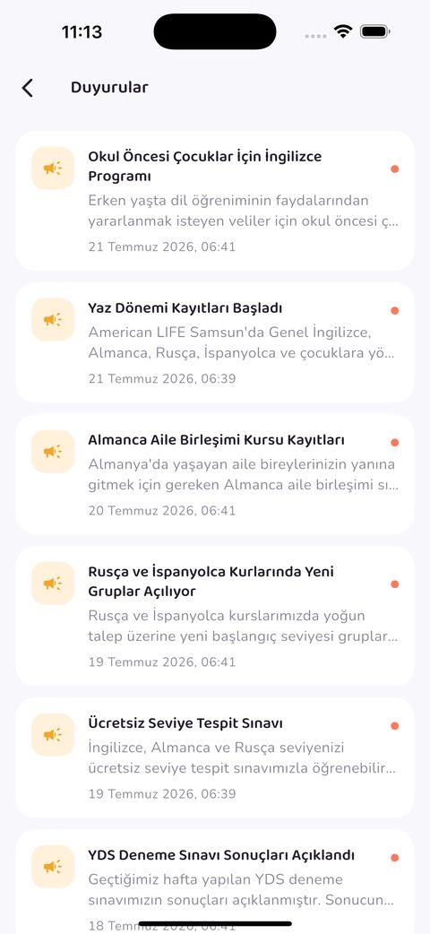 Duyurular ekranı